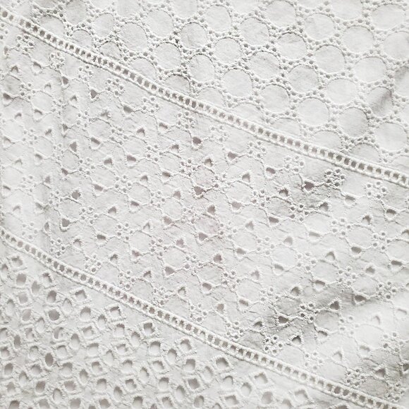 Gianni Bini White 100% Cotton Feminine Fishtail Eyelet Ruffle Hem Skirt M - Picture 6 of 13